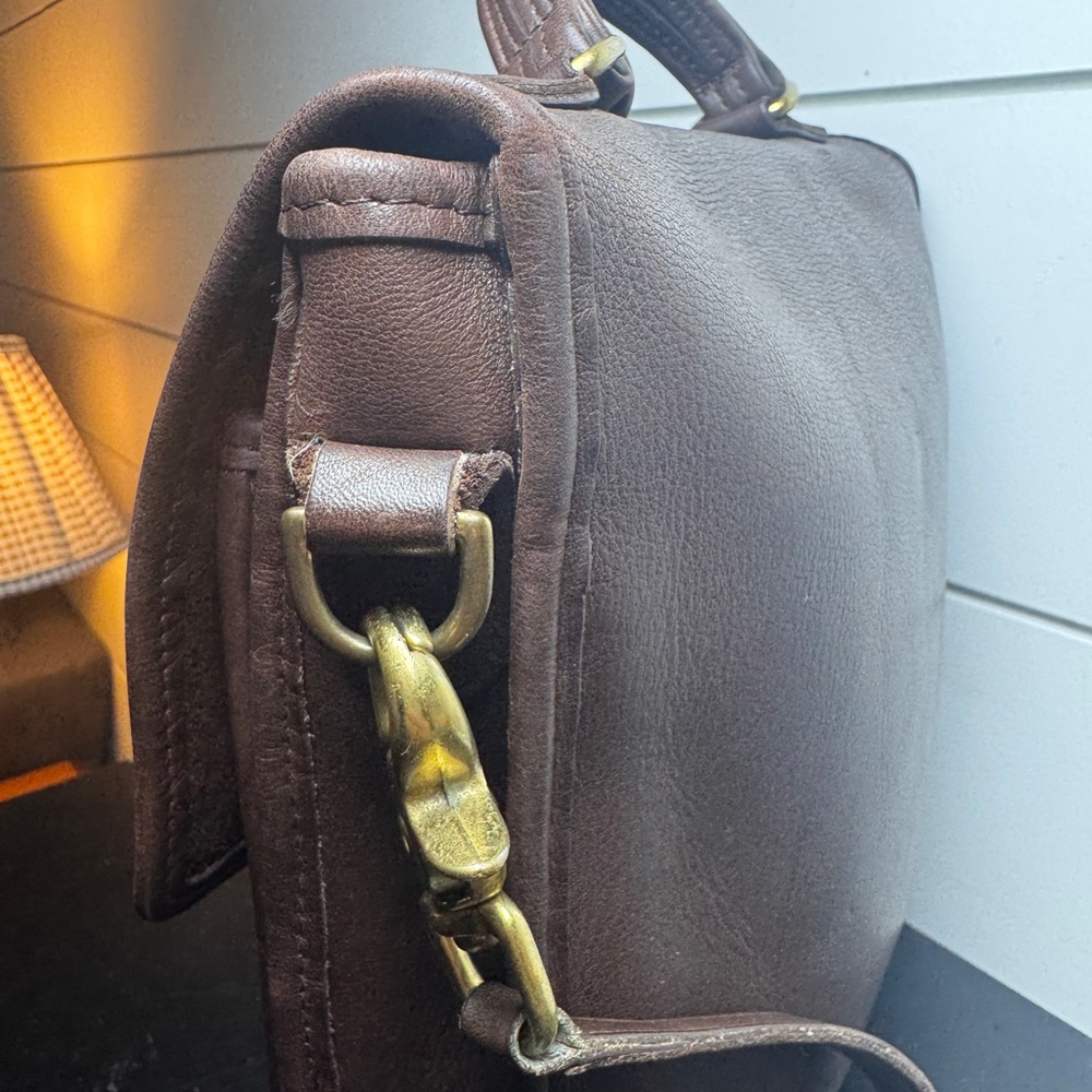 Vintage Coach Station Bag 5130 Brown Leather Crossbody Turnlock Bag 90s Classic - Picture 3 of 16